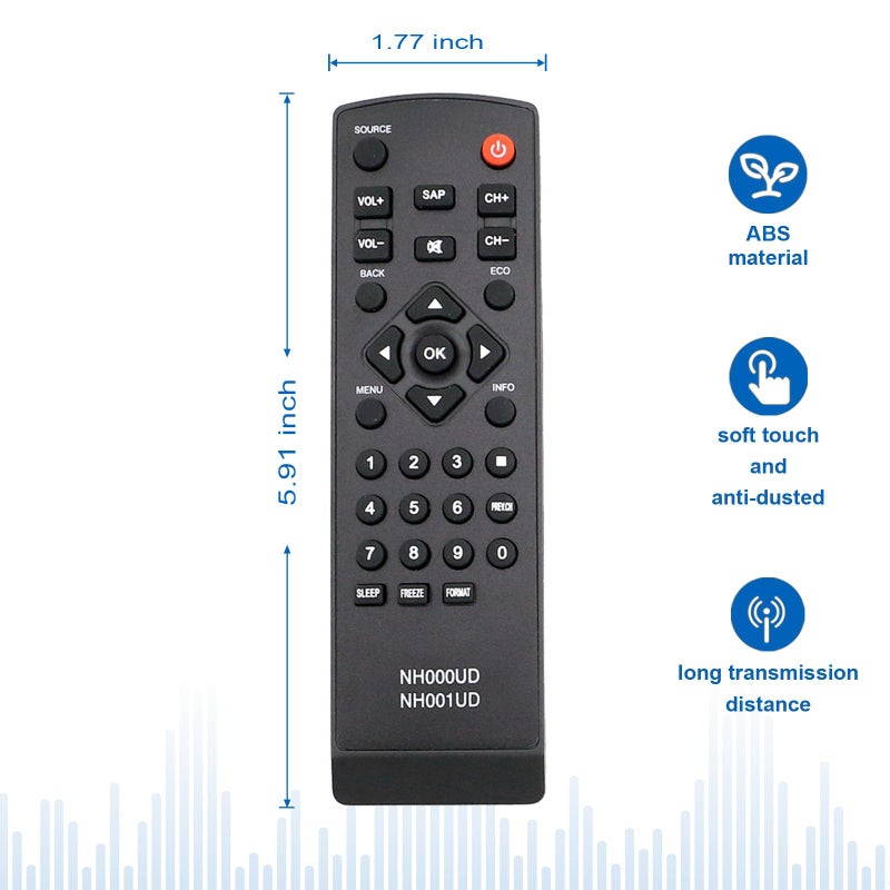 Beyution New NH000UD NH001UD Remote Control Replacement fit for Sylvania Emerson TV LC260EM2 LC320EM2 RLC320EM1 LC220EM1 RLC220EM1 LC401EM3F LC320EM3F RLC370EM2 LC370EM2 RLC320EM2F RLC320EM2 LC401EM2F LC401EM2 - Image 5